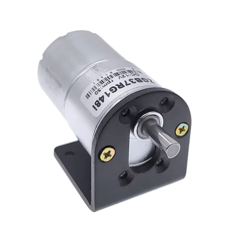 front view of 24V 12V High Torque GB37RG Eccentric Shaft Gear Motor with bracket stand