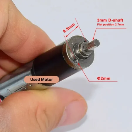 side view with detail of Maxon DC Motor RE13 Micro Motor