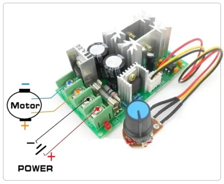 wiring diagram of DC motor speed regulator 12V 24V 36V 48V PWM Motor speed controller 20A current regulator